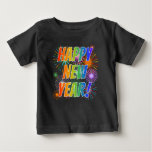 [ Thumbnail: Colorful "Happy New Year!" + Fireworks Pattern T-Shirt ]