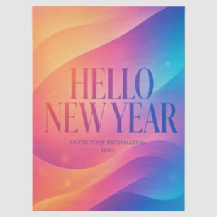 Colorful Happy New Year Greeting ,Glow and Bold Tissue Paper
