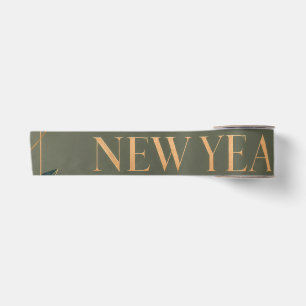 Colorful Happy New Year Greeting with Metallic Satin Ribbon