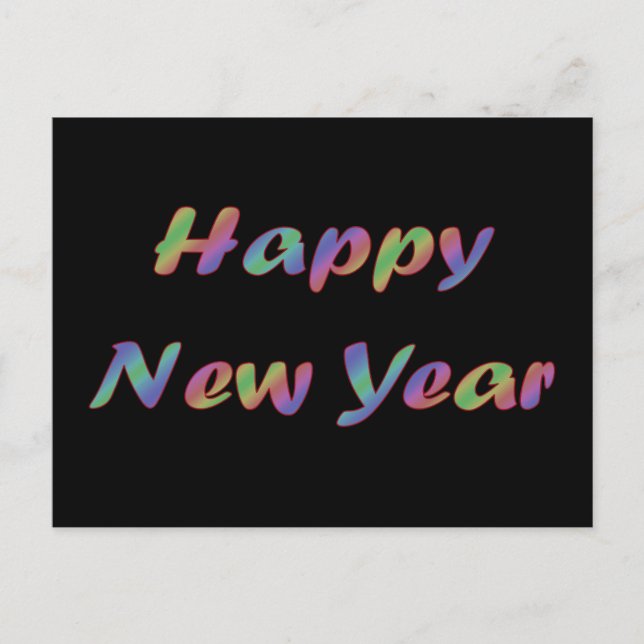 Colorful Happy New Year Holiday Postcard (Front)