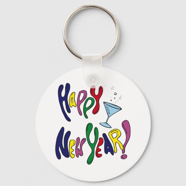Colorful Happy New Year Keychain (Front)