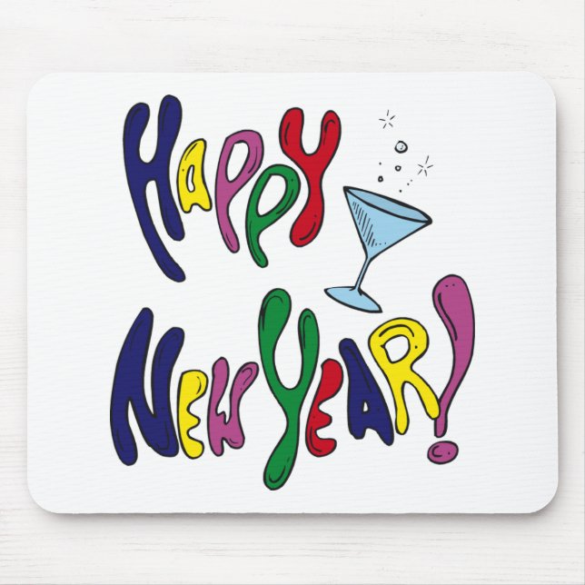Colorful Happy New Year Mouse Pad (Front)