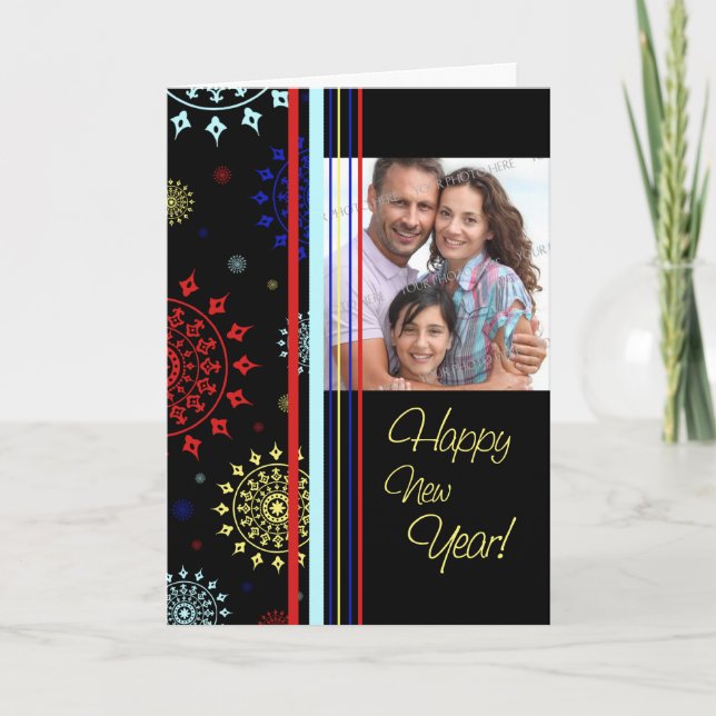Colorful Happy New Year Photo Card (Front)