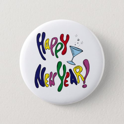 Colorful Happy New Year Pinback Button