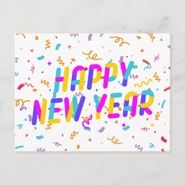 Colorful Happy New Year Postcard (Front)