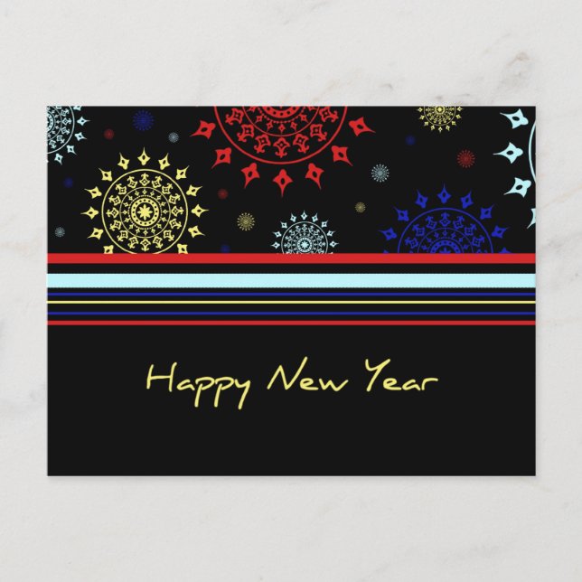 Colorful Happy New Year Postcards (Front)