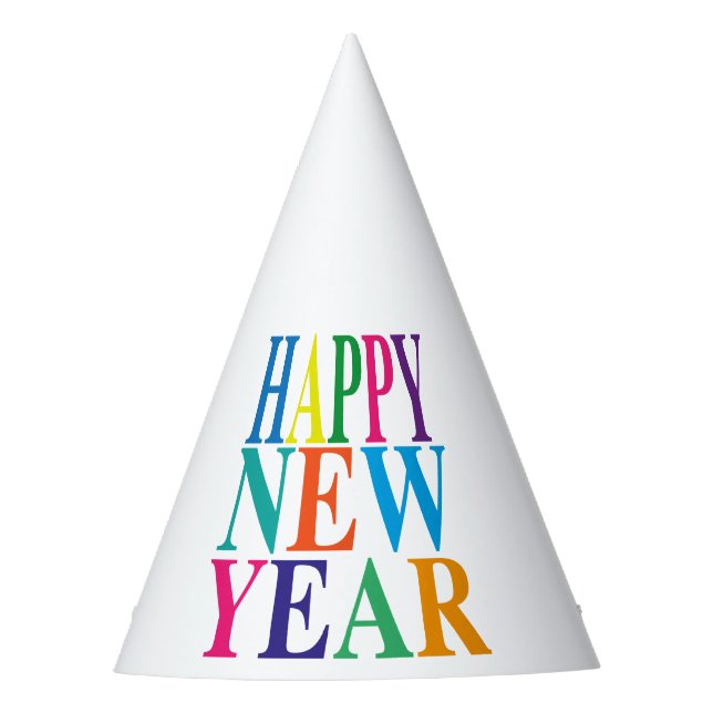 Colorful Happy New Year  Typography  Party Hat (Front)