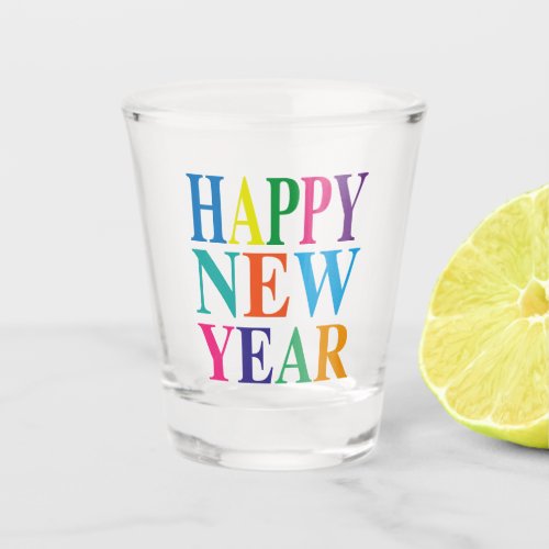Colorful Happy New Year  Typography  Shot Glass