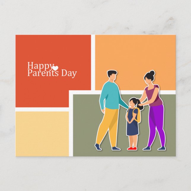 Colorful Happy Parents Day Postcard (Front)