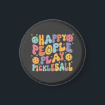 Colorful Happy People Play Pickleball Player Magnet<br><div class="desc">Anyone who has played pickleball knows how much fun and laughter you can hear on the court…it’s make them happy! Show those you play with how much you enjoy pickleball with this cute and colorful “Happy people play pickleball” magnet.</div>