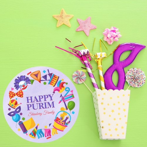 Colorful Happy Purim Stickers