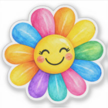 Colorful Happy Rainbow Flower