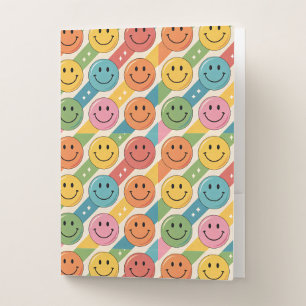 Colorful Happy Smile Emoji Pattern Pocket Folder