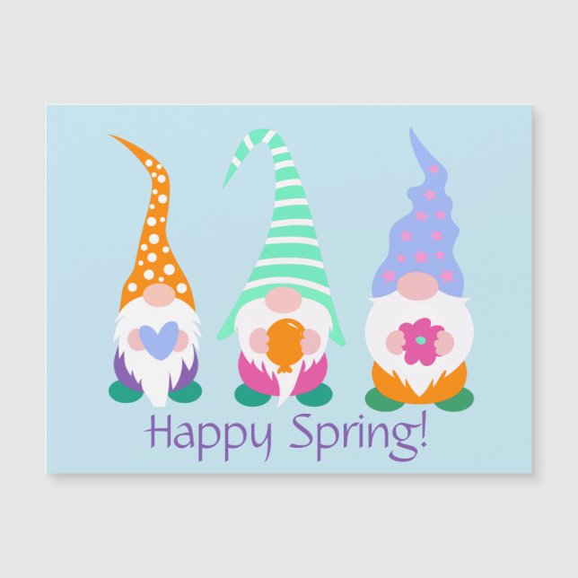 Colorful Happy Spring Gnomes Greetings (Front)