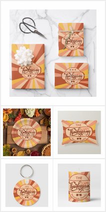 Colorful Happy Thanksgiving Brown Fall Collection