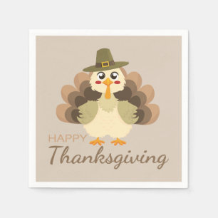 Colorful Happy Thanksgiving Cute Turkey Napkins