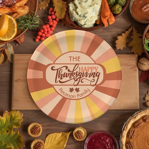 Colorful Happy Thanksgiving Fall Family Gathering Paper Plates