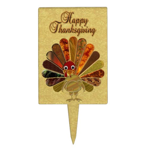 Colorful Happy Thanksgiving Turkey Cake Topper