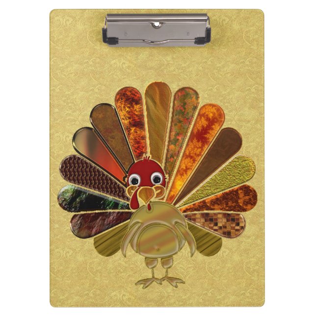 Colorful Happy Thanksgiving Turkey Clipboard (Front)