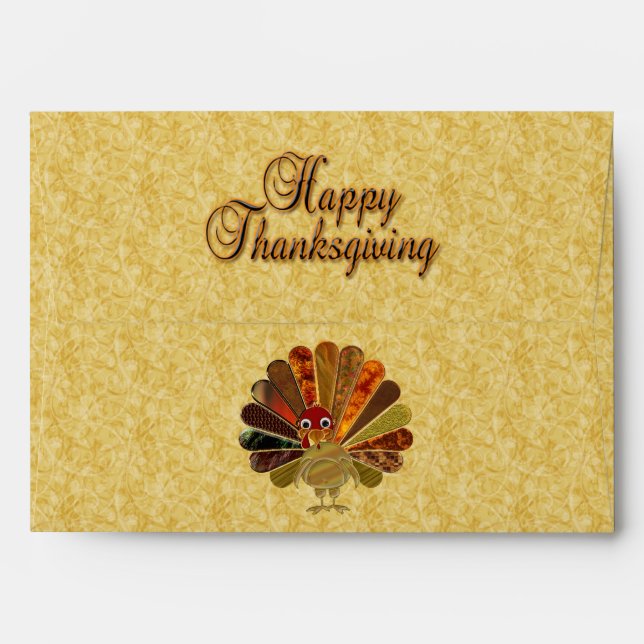 Colorful Happy Thanksgiving Turkey Envelope (Back (Top Flap))