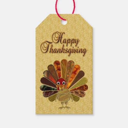 Colorful Happy Thanksgiving Turkey Gift Tags