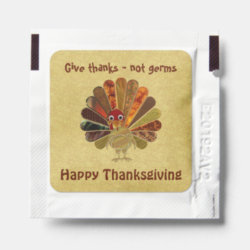 Colorful Happy Thanksgiving Turkey Hand Sanitizer Packet