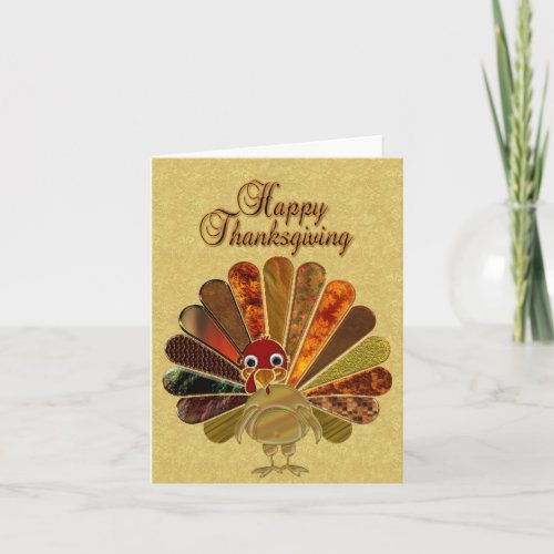 Colorful Happy Thanksgiving Turkey Holiday Card