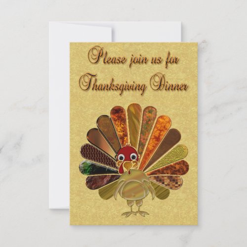 Colorful Happy Thanksgiving Turkey Invitation