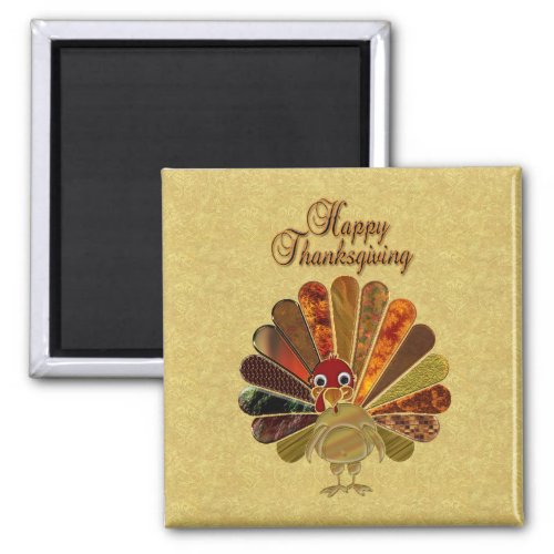 Colorful Happy Thanksgiving Turkey Magnet