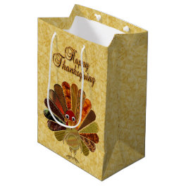 Colorful Happy Thanksgiving Turkey Medium Gift Bag