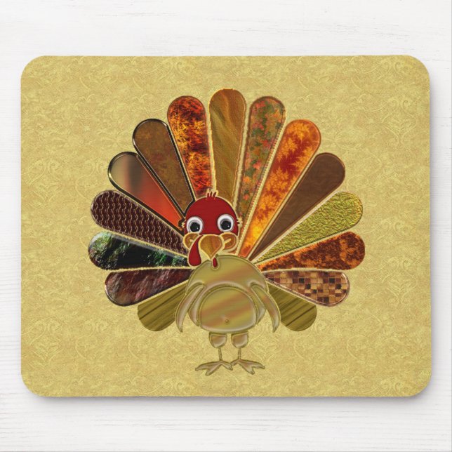 Colorful Happy Thanksgiving Turkey Mouse Pad (Front)