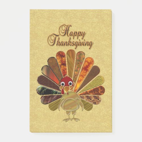 Colorful Happy Thanksgiving Turkey Post_it Notes