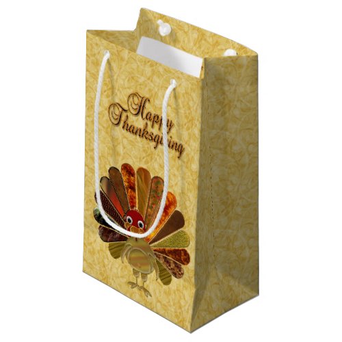 Colorful Happy Thanksgiving Turkey Small Gift Bag