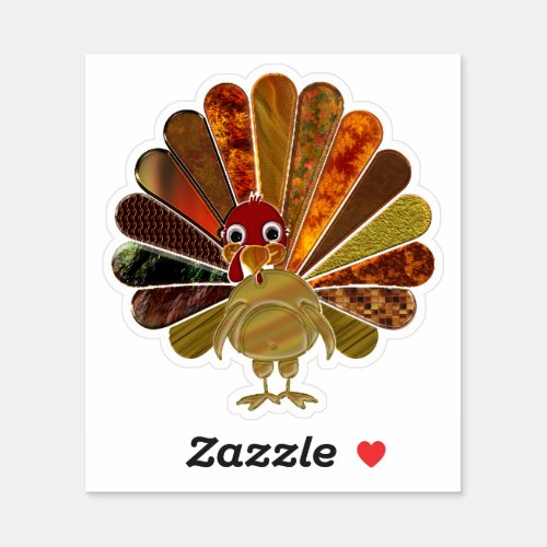 Colorful Happy Thanksgiving Turkey Sticker