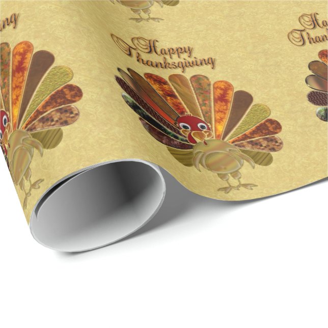 Colorful Happy Thanksgiving Turkey Wrapping Paper (Roll Corner)