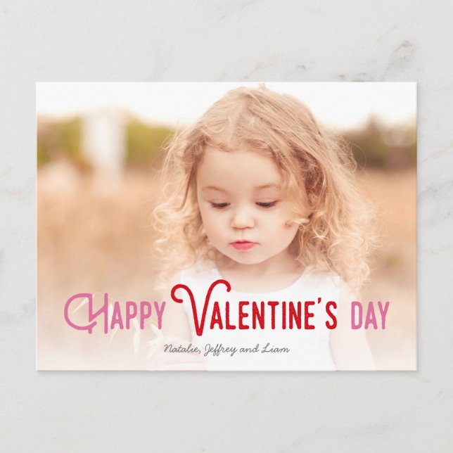 Colorful Happy Valentine's Day Full Photo Card (Front)