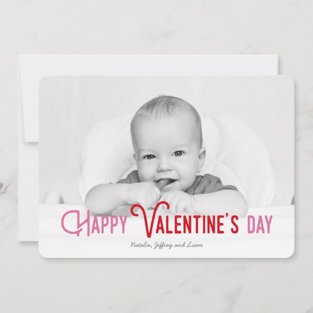 Colorful Happy Valentine's Day Full Photo Card (Front)