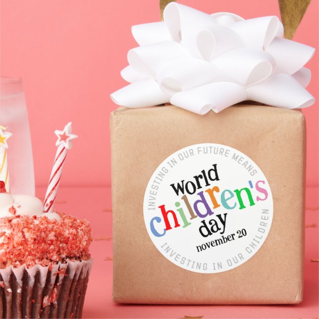  Colorful Happy World Children's Day Classic Round Sticker (Party)