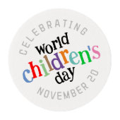 Colorful Happy World Children's Day Edible Frosting Rounds (Front)