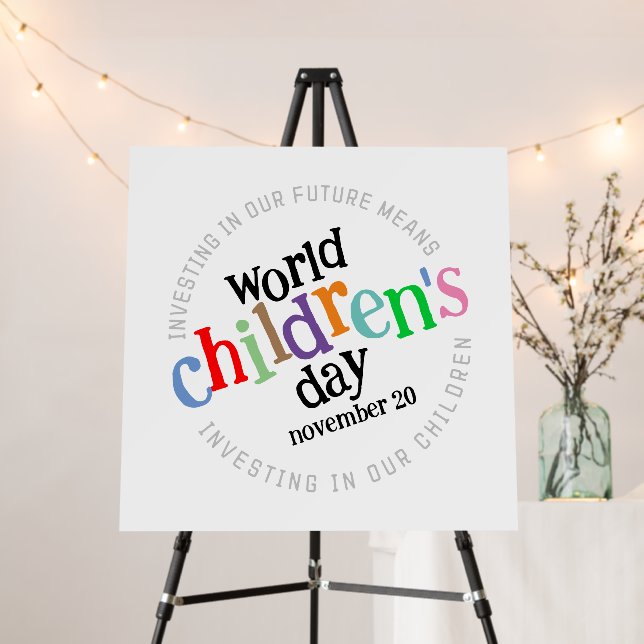 Colorful Happy World Children's Day  Foam Board (In Situ (Stand))