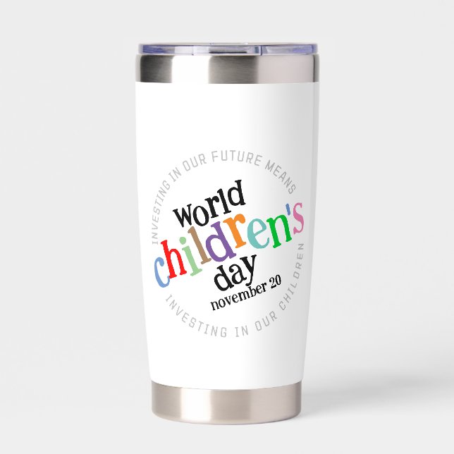 Colorful Happy World Children's Day Insulated Tumbler (Front)