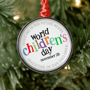  Colorful Happy World Children's Day Metal Ornament