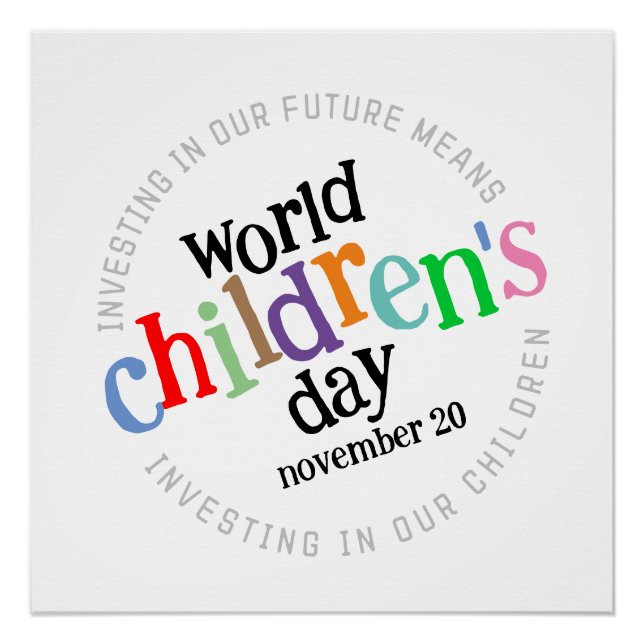 Colorful Happy World Children's Day  Poster (Front)