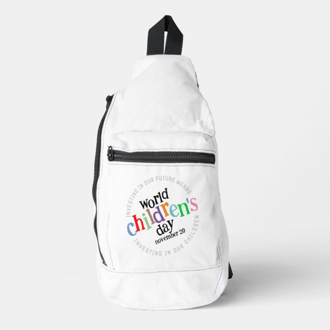  Colorful Happy World Children's Day Sling Bag (Front)
