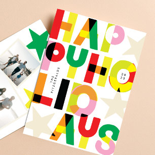 CoLoRfUL HaPpYHoliDaYs Christmas Photo Fun Holiday Card