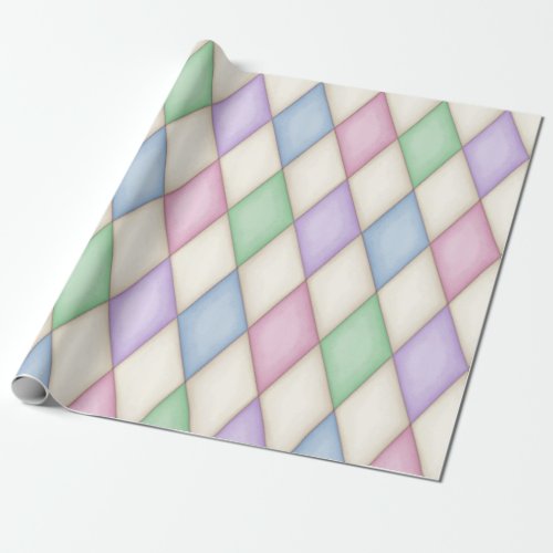 Colorful Harlequin Check Medieval Fairytale Wrapping Paper