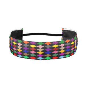 Colorful Harlequin Diamonds Design Black Athletic Headband