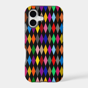 Colorful Harlequin Diamonds Design Black iPhone 17 Case