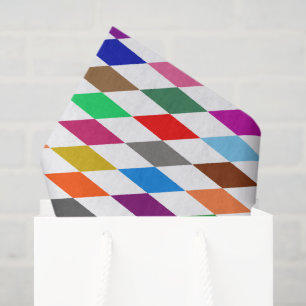 Colorful Harlequin Diamonds Design White Tissue Paper