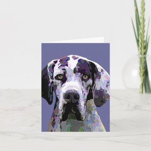 Colorful Harlequin Great Dane Face Card